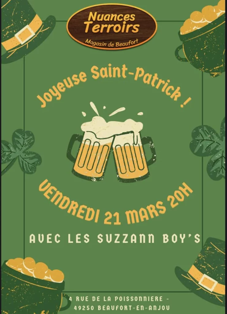 soirée de la Saint Patrick à Beaufort en anjou